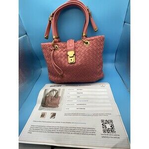 Bottega Veneta Roma Pink Leather Handbag With Mirror Entrupy COA